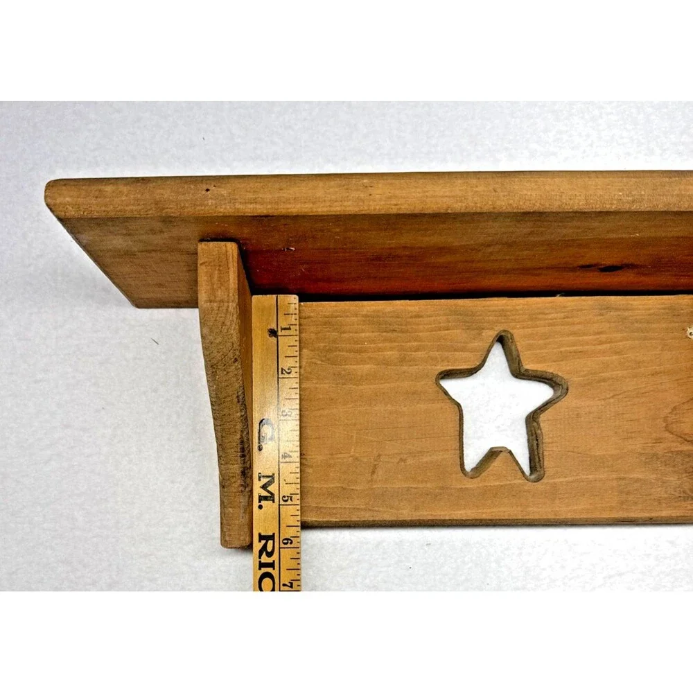 Wood Wall Shelf Star Cutout Primitive Country Farmhouse Rustic 18